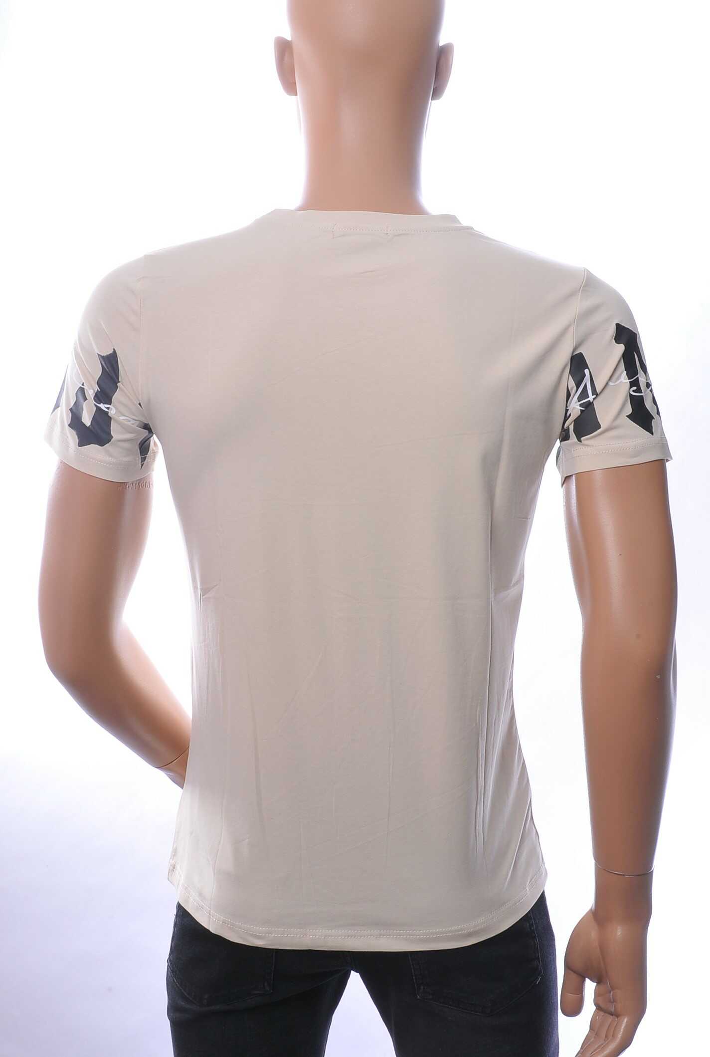 NEW DREAM trendy ANJI American print ronde hals T-shirt Beige