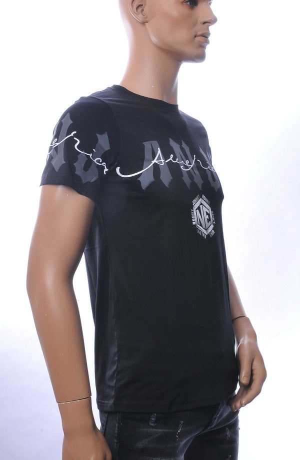 NEW DREAM trendy ANJI American print ronde hals T-shirt Zwart