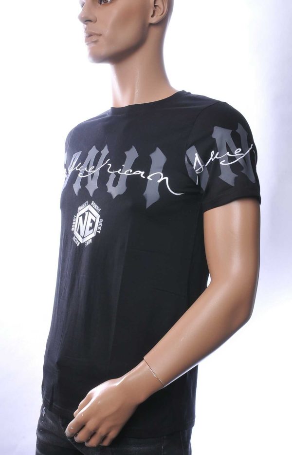 NEW DREAM trendy ANJI American print ronde hals T-shirt Zwart