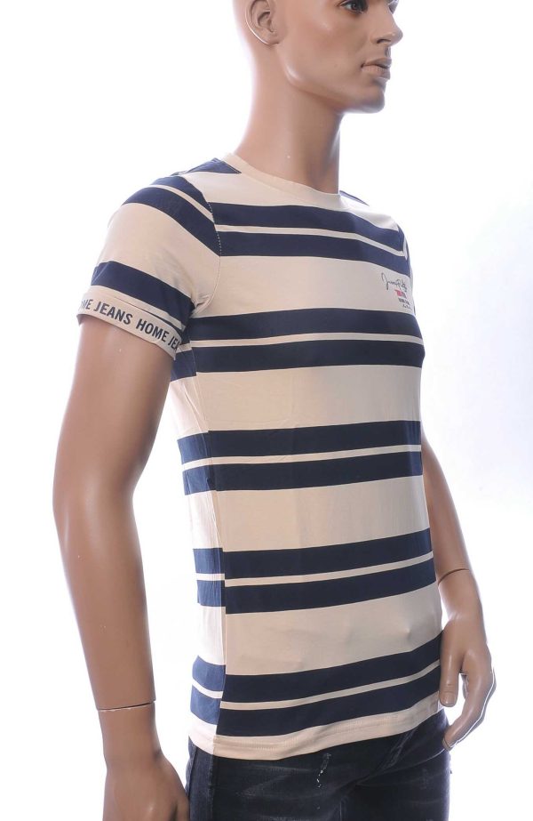 NEW DREAM trendy STRIPE TEE print ronde hals T-shirt Beige