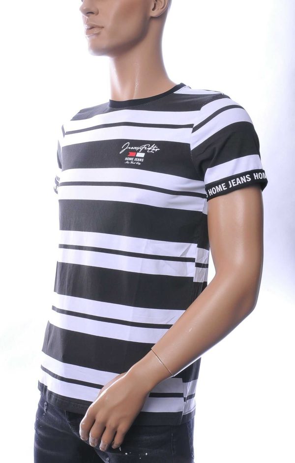 NEW DREAM trendy STRIPE TEE print ronde hals T-shirt Zwart