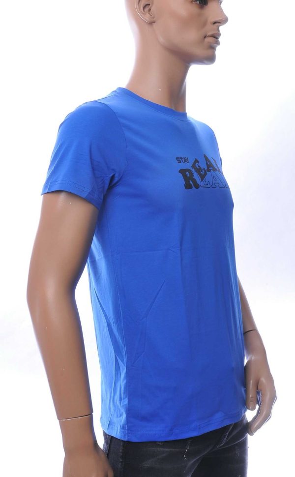 NEW DREAM trendy Stay REAL print ronde hals T-shirt Blauw