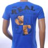 NEW DREAM trendy Stay REAL print ronde hals T-shirt Blauw