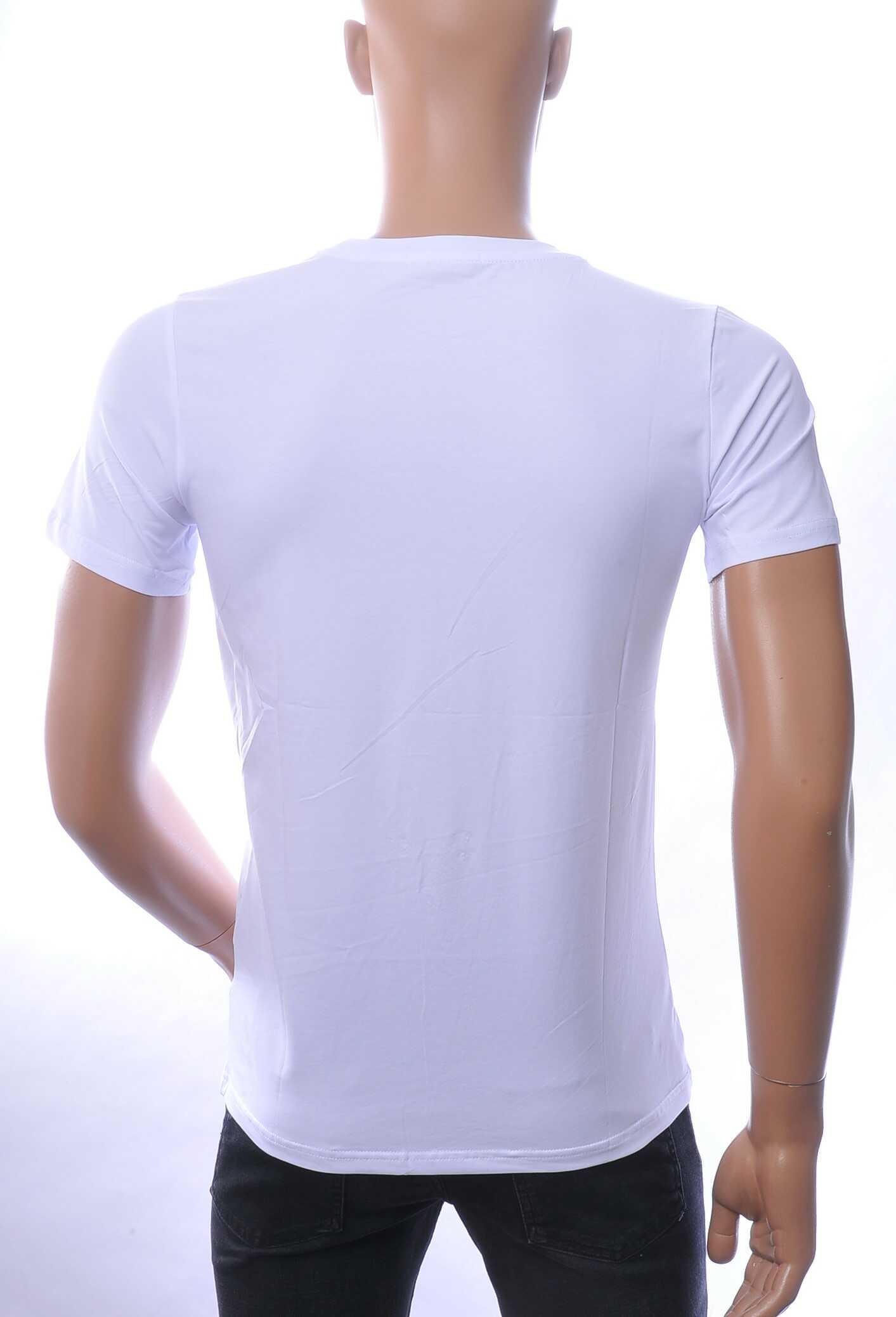 NEW DREAM trendy boze bulldog print ronde hals T-shirt met steentjes Wit