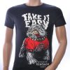 NEW DREAM trendy boze bulldog print ronde hals T-shirt met steentjes Zwart