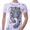 NEW DREAM trendy Tijger print ronde hals T-shirt met steentjes Wit
