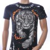 NEW DREAM trendy Tijger print ronde hals T-shirt met steentjes Zwart