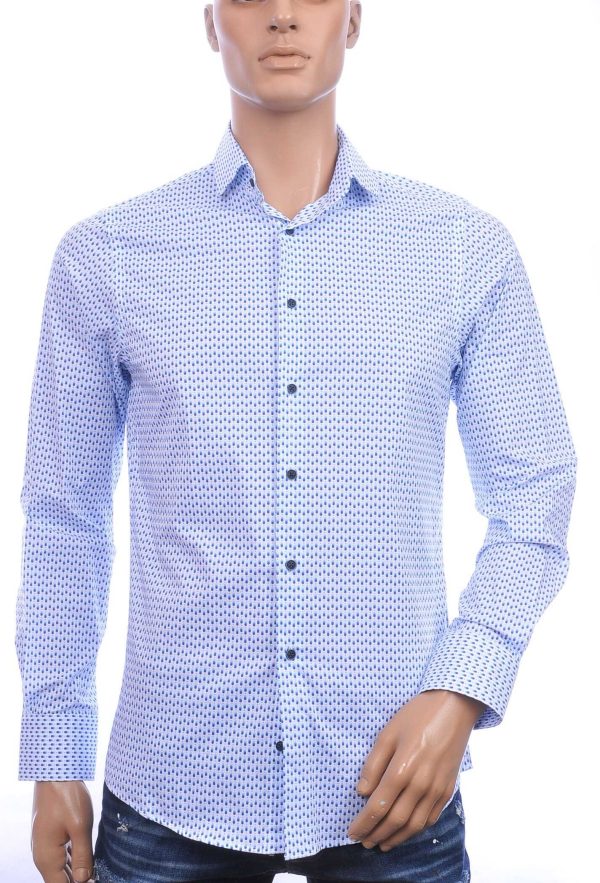 FORTUNATO Italiaanse Getailleerd Slim Fit Allover Puntjes Dessin Heren Overhemd - Wit