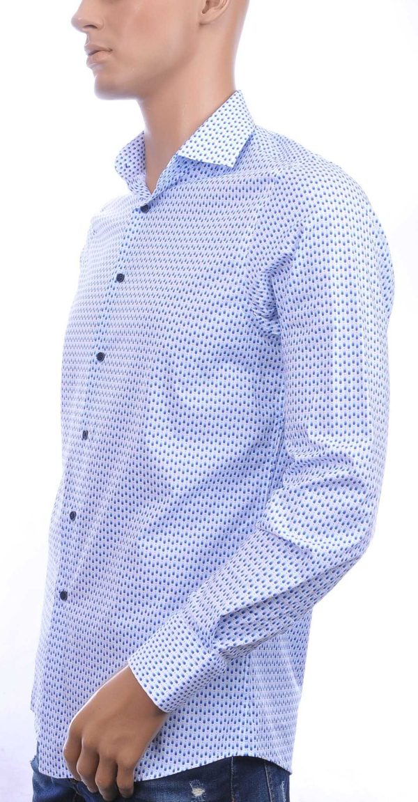 FORTUNATO Italiaanse Getailleerd Slim Fit Allover Puntjes Dessin Heren Overhemd - Wit