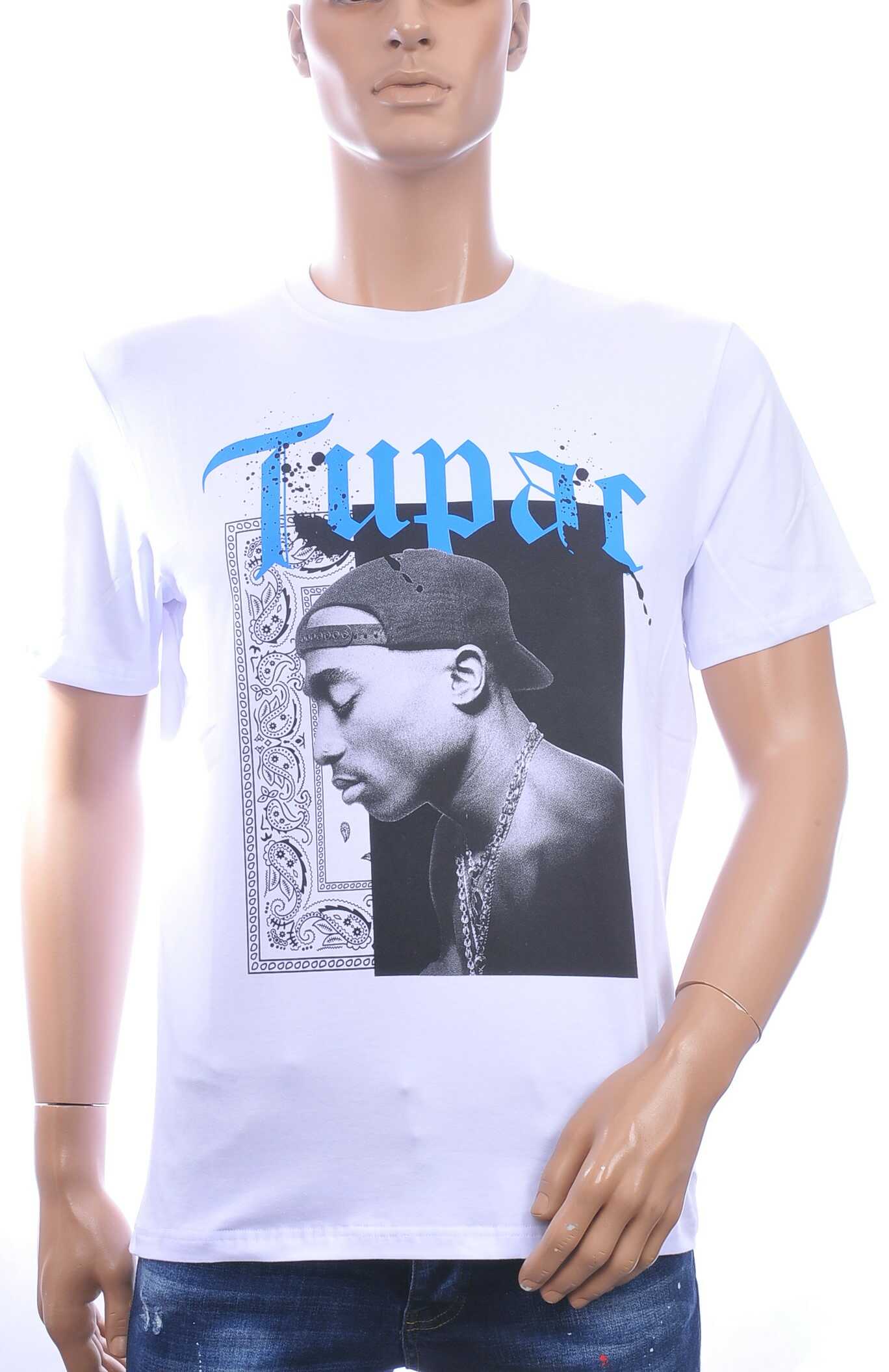 CLUB JU Trendy Ronde Hals Heren T-Shirt met Tupac Print – Wit