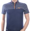 CLUB JU Trendy Gestreept Heren Polo T-Shirt met Sier Borstzak – Navy