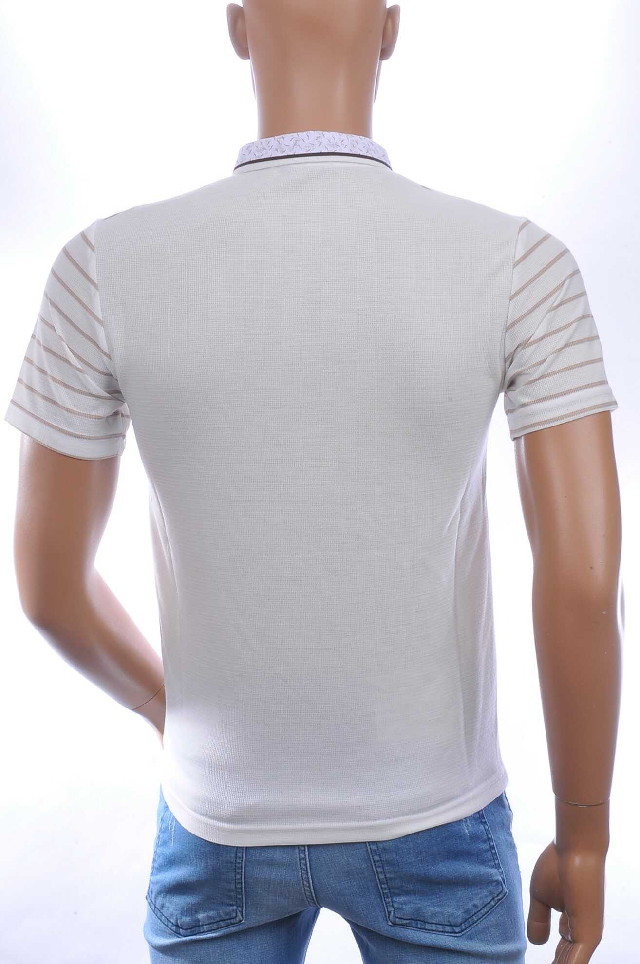 CLUB JU Trendy Gestreept Heren Polo T-Shirt met Sier Borstzak – Beige