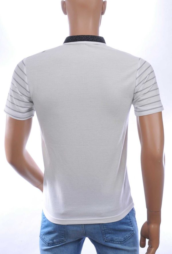 CLUB JU Trendy Gestreept Heren Polo T-Shirt met Sier Borstzak – Grijs