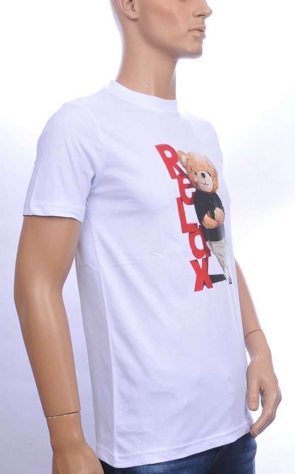 CONTOUR Trendy Relax Teddy Bear Ronde Hals T-shirt – Wit