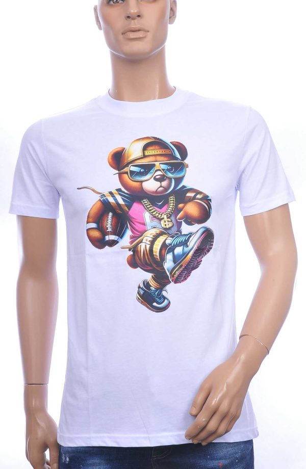 CONTOUR Trendy Teddy Bear Ronde Hals T-shirt – Wit