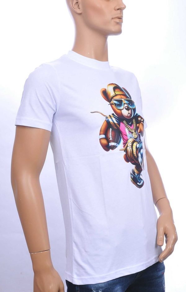 CONTOUR Trendy Teddy Bear Ronde Hals T-shirt – Wit