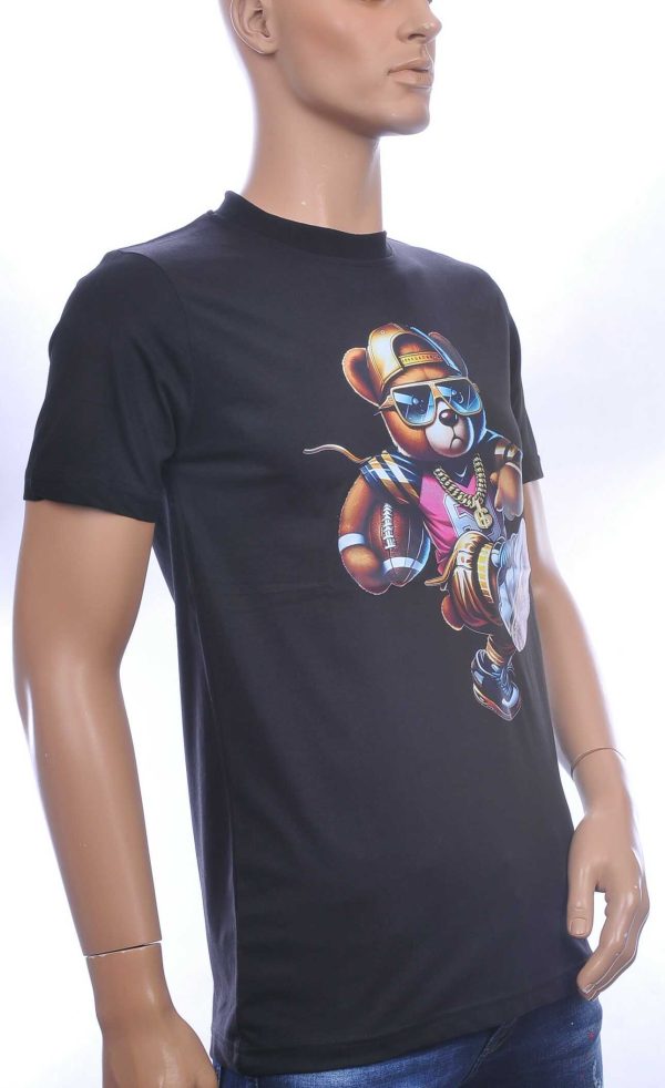CONTOUR Trendy Teddy Bear Ronde Hals T-shirt – Zwart