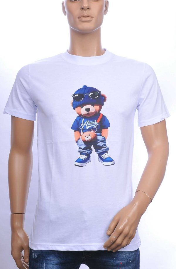 CONTOUR Trendy Teddy Bear Ronde Hals T-shirt – Wit