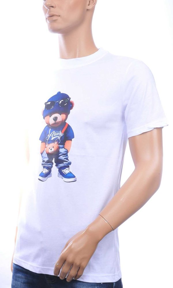 CONTOUR Trendy Teddy Bear Ronde Hals T-shirt – Wit