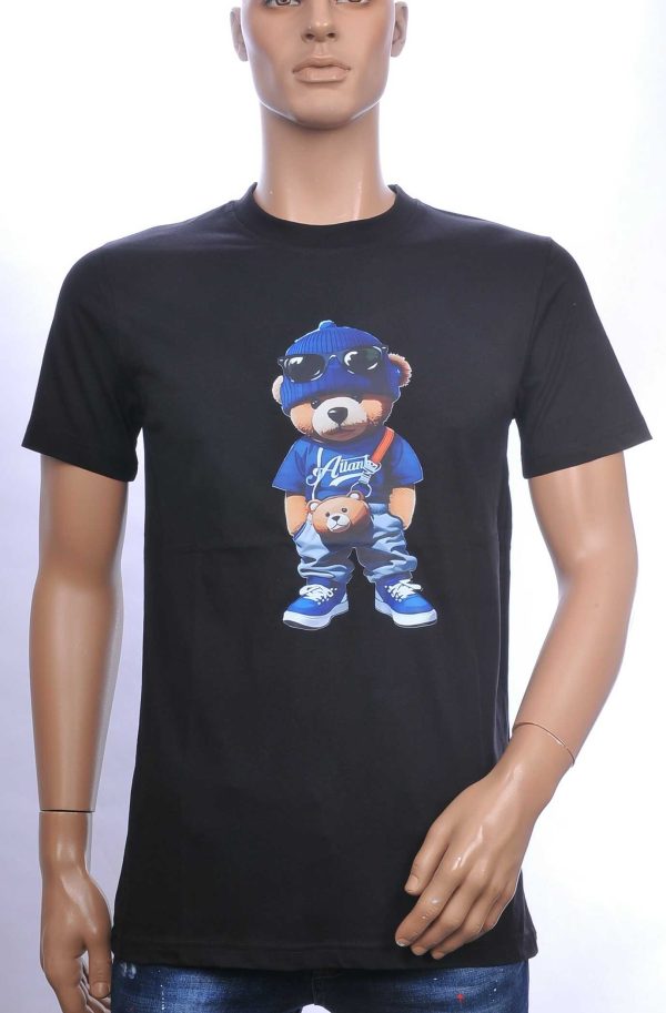 CONTOUR Trendy Teddy Bear Ronde Hals T-shirt – Zwart