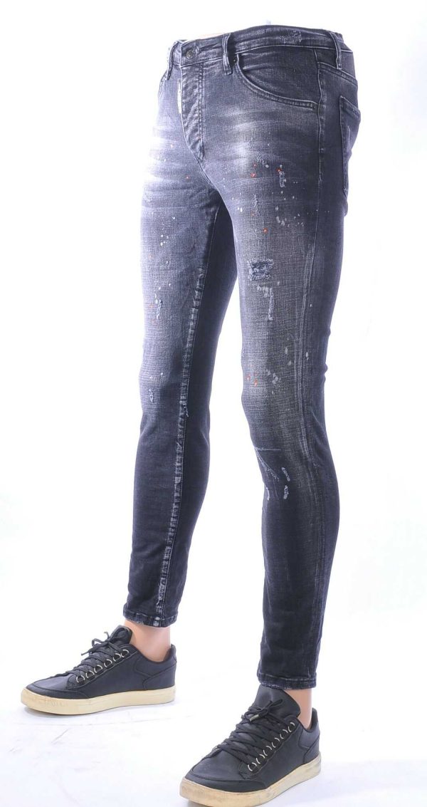 ICON2, Dsquared2, Hippe, Gescheurde, Slim-Fit, Stretch, Heren Jeans, met Verfspatten, Zwart