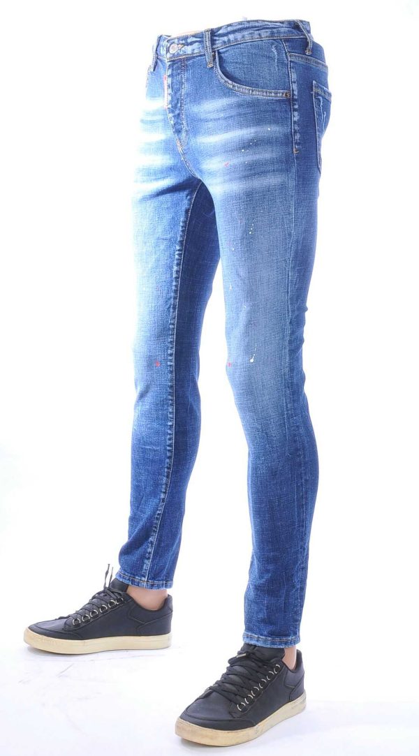 ICON2, dsquared2, Hippe, Gescheurde, Slim-Fit, Stretch, Heren Jeans, met Verfspatten, Blauw