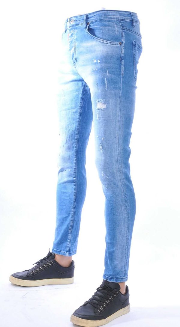 ICON2 Hippe Gescheurde, dsquared2, Slim-Fit, Stretch, Heren Jeans, met Verfspatten, Lichtblauw