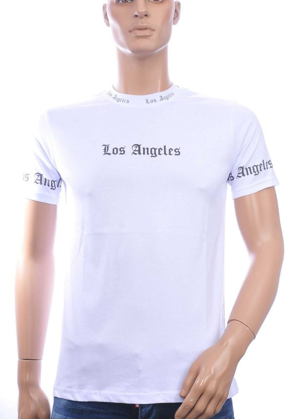 JOHN ANGELS Trendy Los Angeles Ronde Hals Heren T-Shirt - Wit