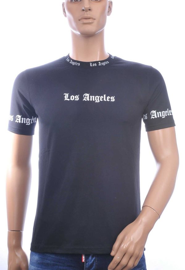 JOHN ANGELS Trendy Los Angeles Ronde Hals Heren T-Shirt - Zwart