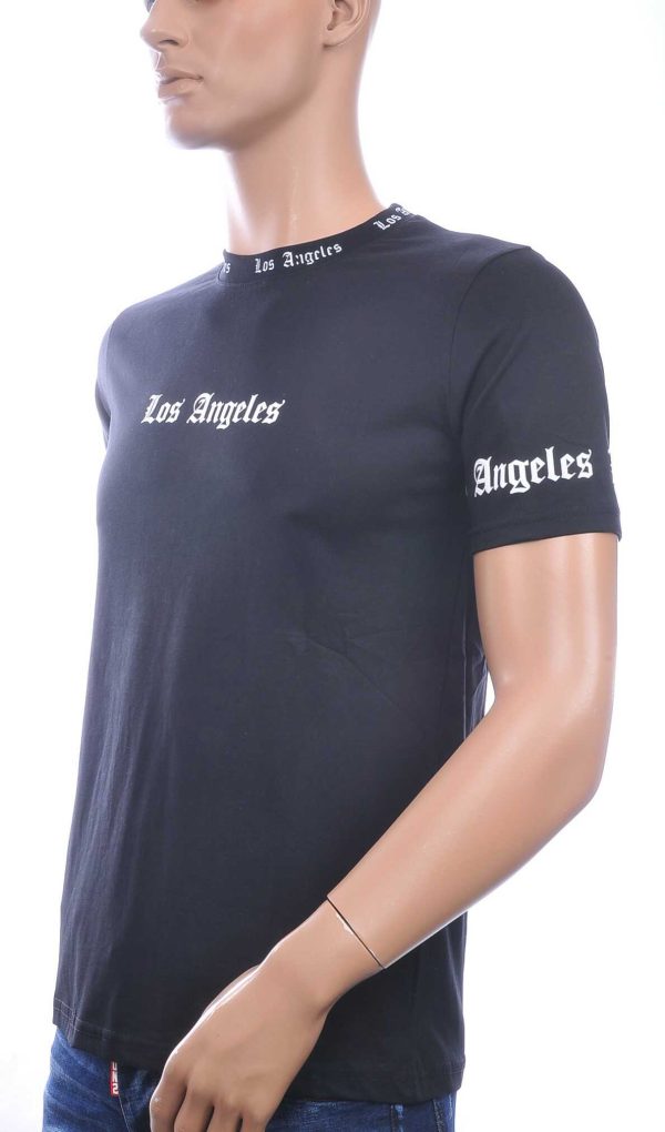 JOHN ANGELS Trendy Los Angeles Ronde Hals Heren T-Shirt - Zwart
