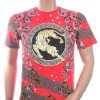 Trendy Heren T-Shirt met Panterprint met Steentjes – Rood