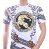LES DESIGNERS Trendy Heren T-Shirt met Panterprint met Steentjes – Wit