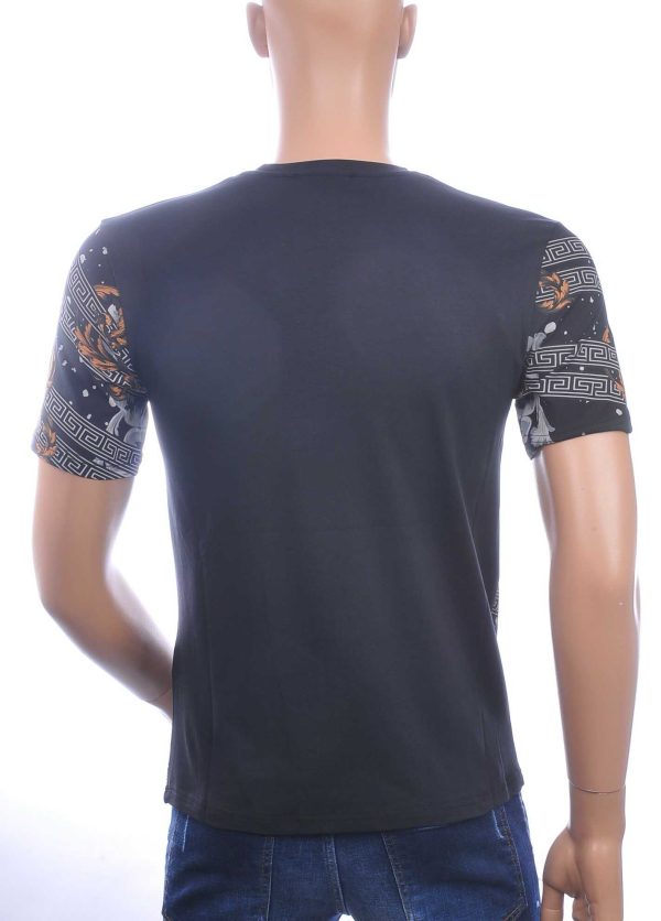LES DESIGNERS Trendy Heren T-Shirt met Panterprint met Steentjes – Zwart
