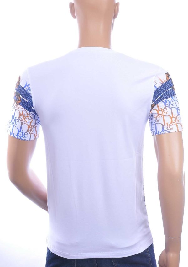 LES DESIGNERS Ronde Hals T-Shirt met Leeuwenkop met Steentjes – Wit
