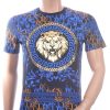 LES DESIGNERS Ronde Hals T-Shirt met Leeuwenkop met Steentjes – Zwart