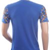 LES DESIGNERS Ronde Hals T-Shirt met Leeuwenkop en Steentjes – Blauw