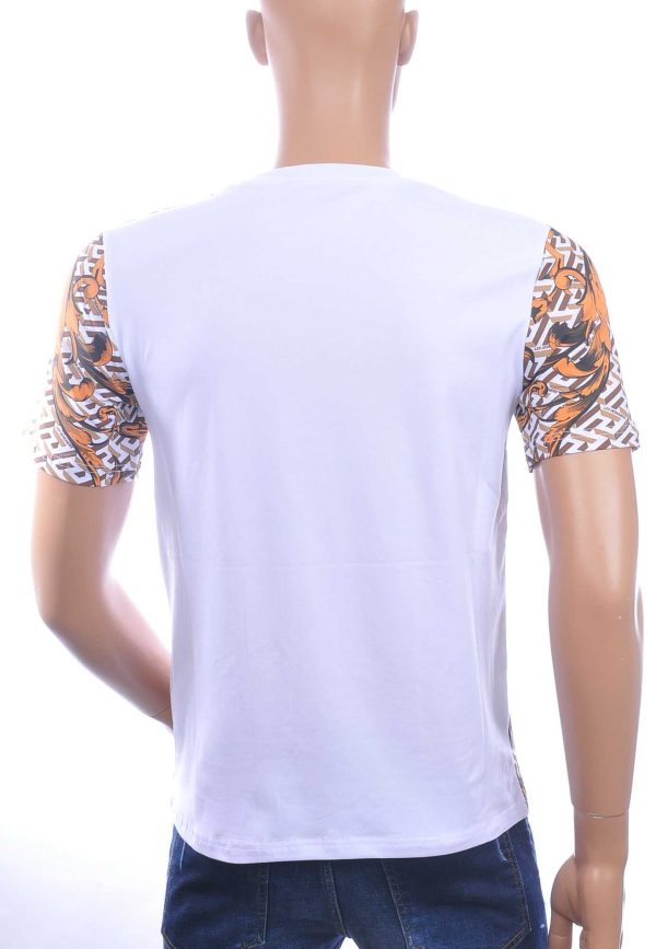 LES DESIGNERS Ronde Hals T-Shirt met Leeuwenkop en Steentjes – Wit