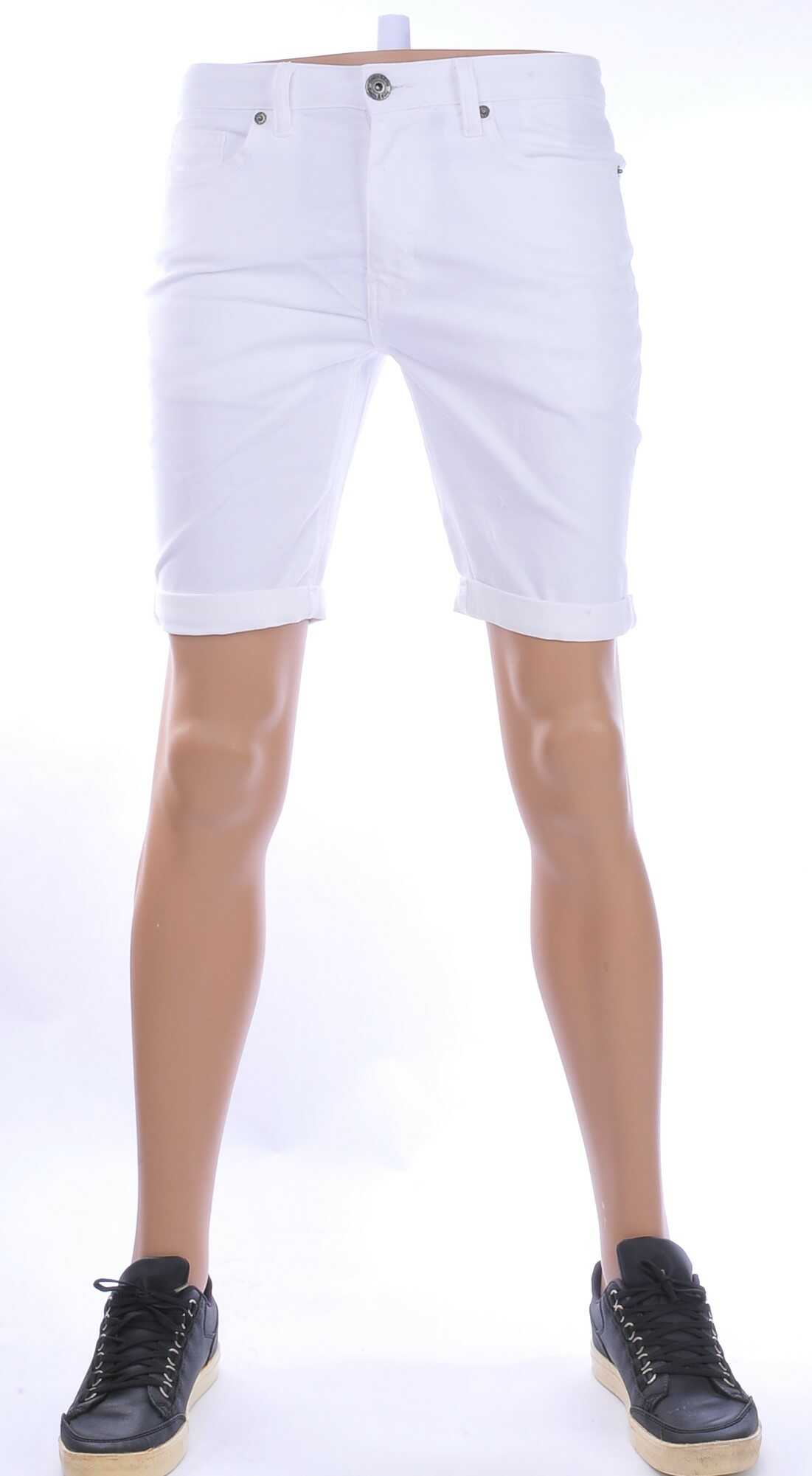 SMITH&SOLO Slim Fit & Stretch Effen Kleur Heren Korte Spijkerbroek - Wit