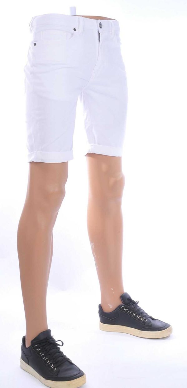 SMITH&SOLO Slim Fit & Stretch Effen Kleur Heren Korte Spijkerbroek - Wit