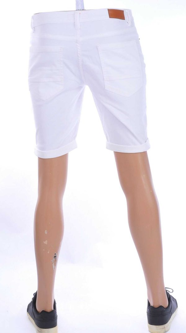 SMITH&SOLO Slim Fit & Stretch Effen Kleur Heren Korte Spijkerbroek - Wit