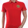 CLUB JU Heren Polo T-shirt met Leeuwenkop Badge met Steentjes – Rood