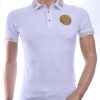 CLUB JU Heren Polo T-shirt met Leeuwenkop Badge met Steentjes – Wit