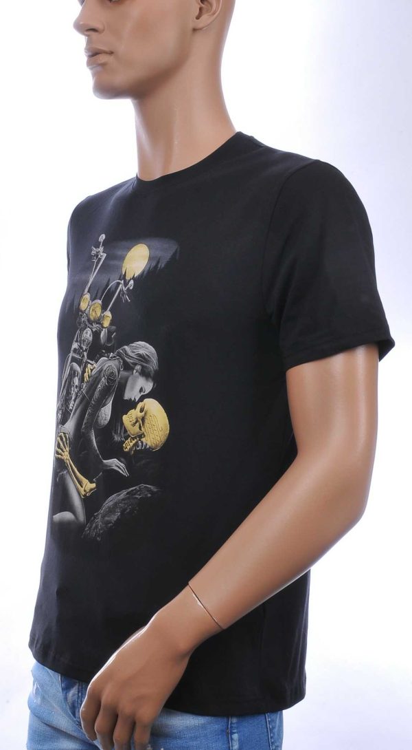 CLUB JU Trendy Ronde Hals Heren Skull T-Shirt – Zwart