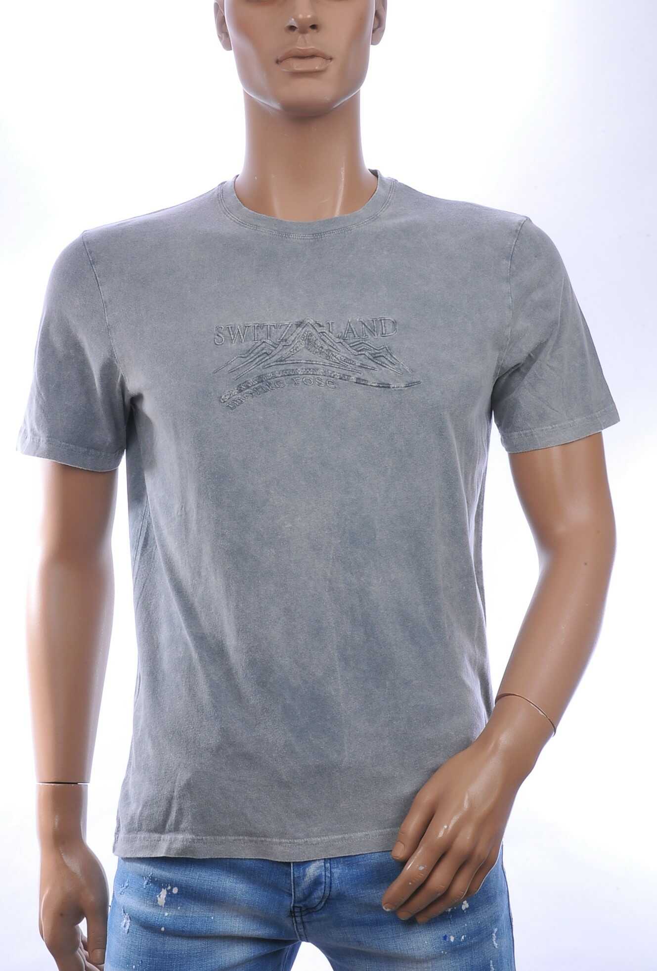 CLUB JU Vintage Ronde Hals Effen Heren T-Shirt - Grijs