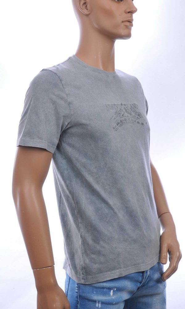 CLUB JU Vintage Ronde Hals Effen Heren T-Shirt - Grijs