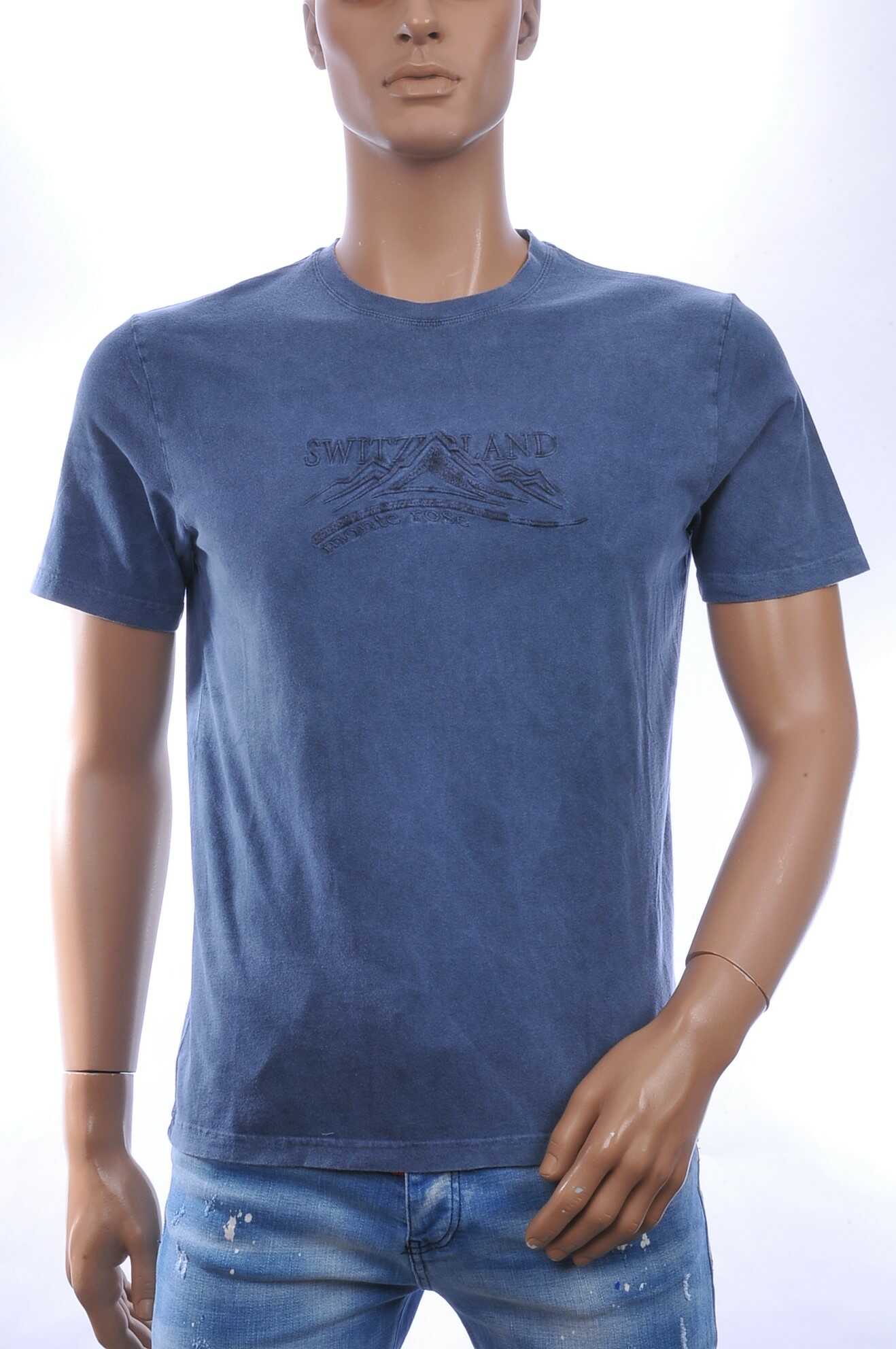 CLUB JU Vintage Ronde Hals Effen Heren T-Shirt - Navy