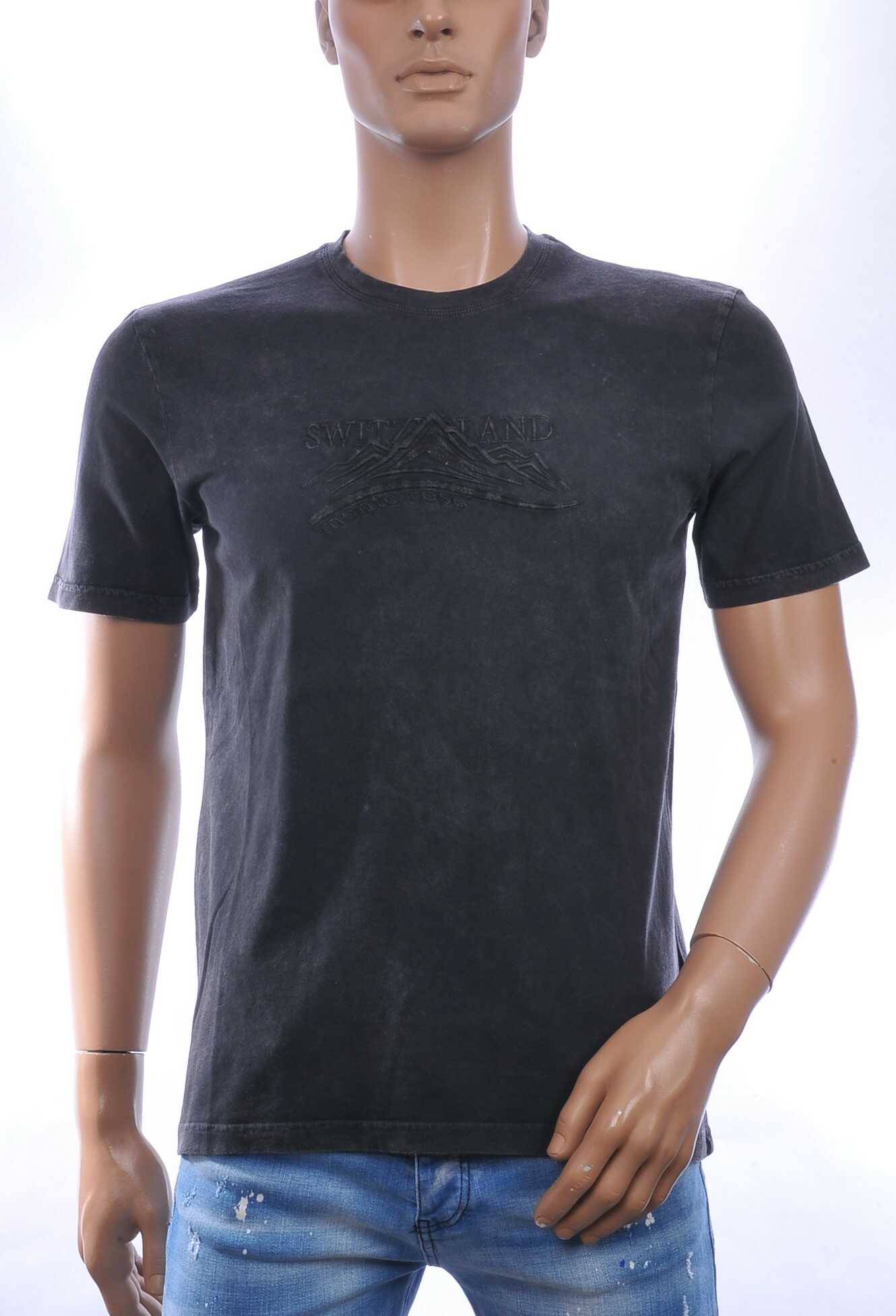 CLUB JU Vintage Ronde Hals Effen Heren T-Shirt - Zwart