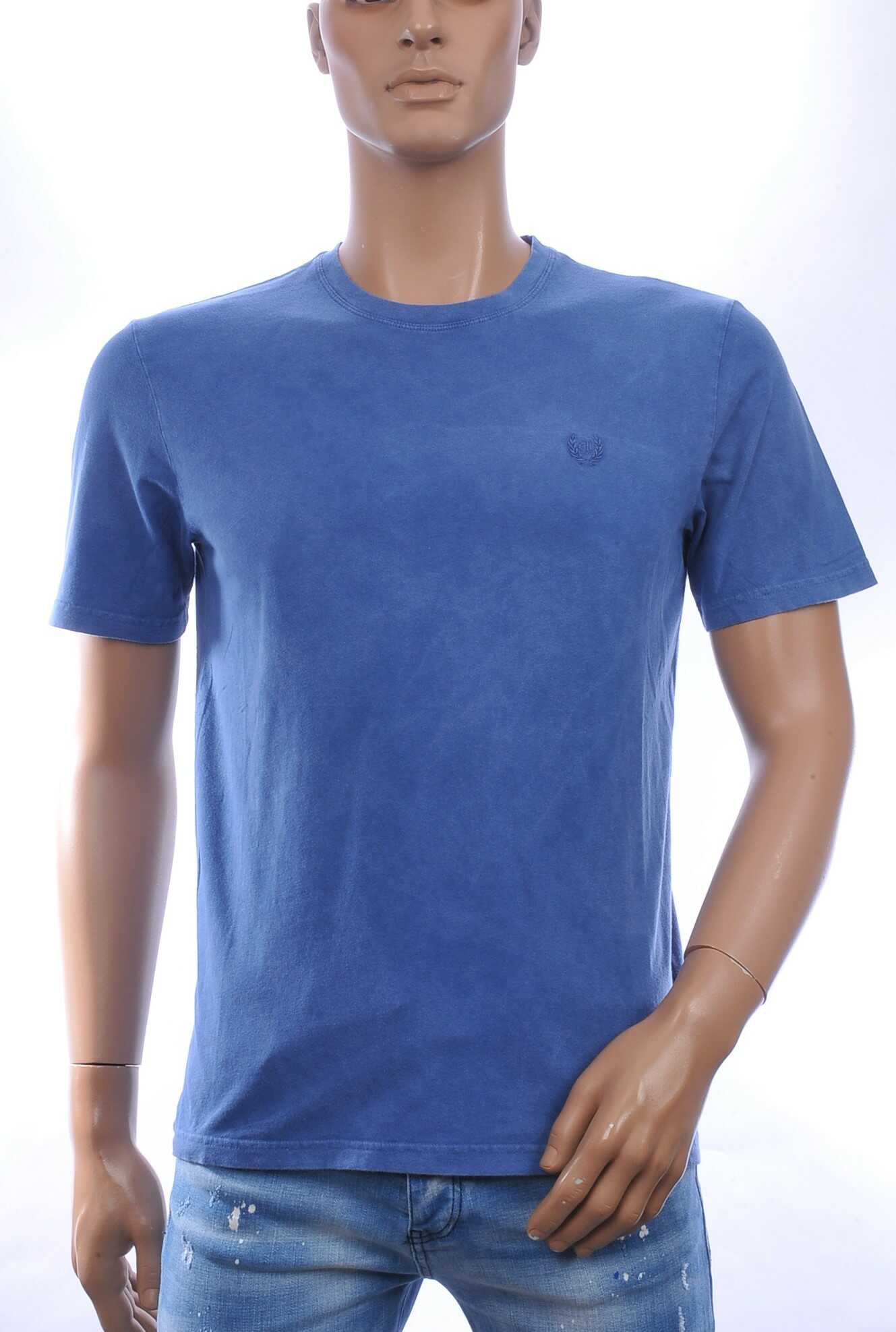 CLUB JU Vintage Ronde Hals Effen Heren T-Shirt - Blauw