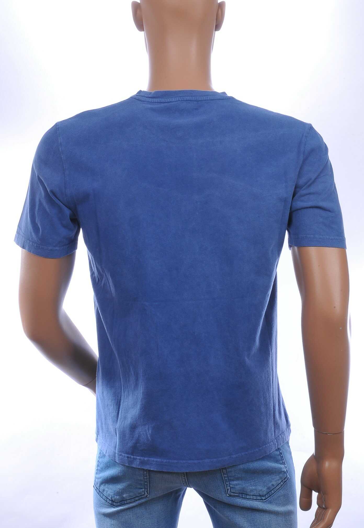 CLUB JU Vintage Ronde Hals Effen Heren T-Shirt - Blauw