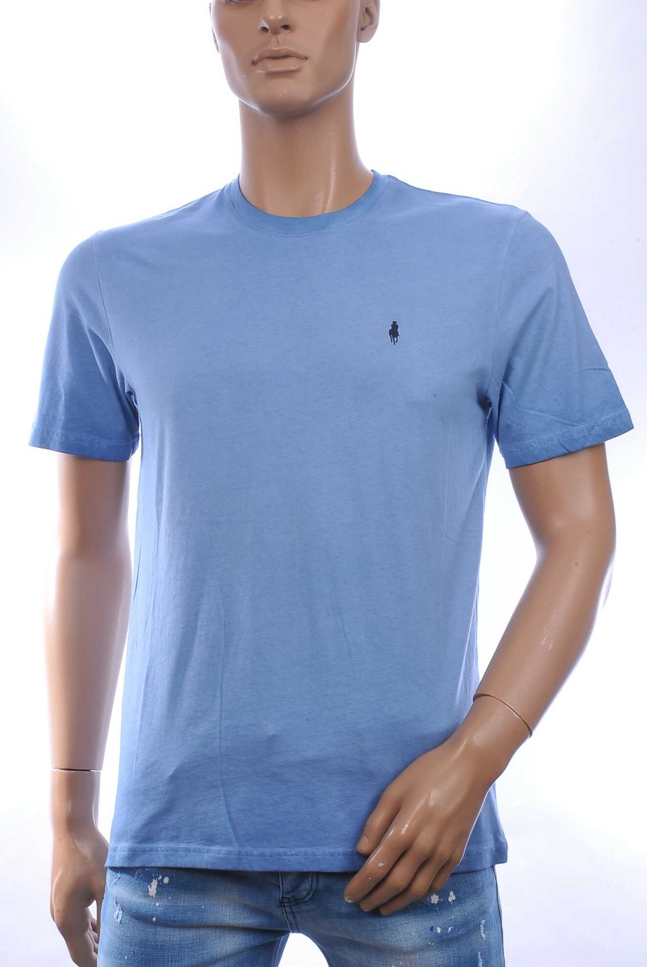 CLUB JU Vintage Ronde Hals Effen Heren T-Shirt - Blauw